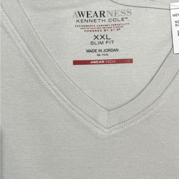 Men’s Kenneth Cole Awearness Slim Fit Short Sleeve V-Neck T-Shirt Bone XXL - Picture 3 of 7